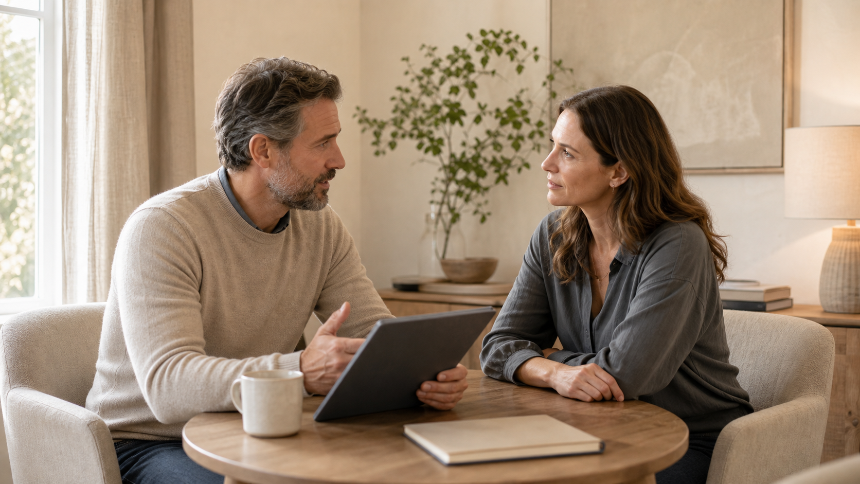 Two people reviewing results together