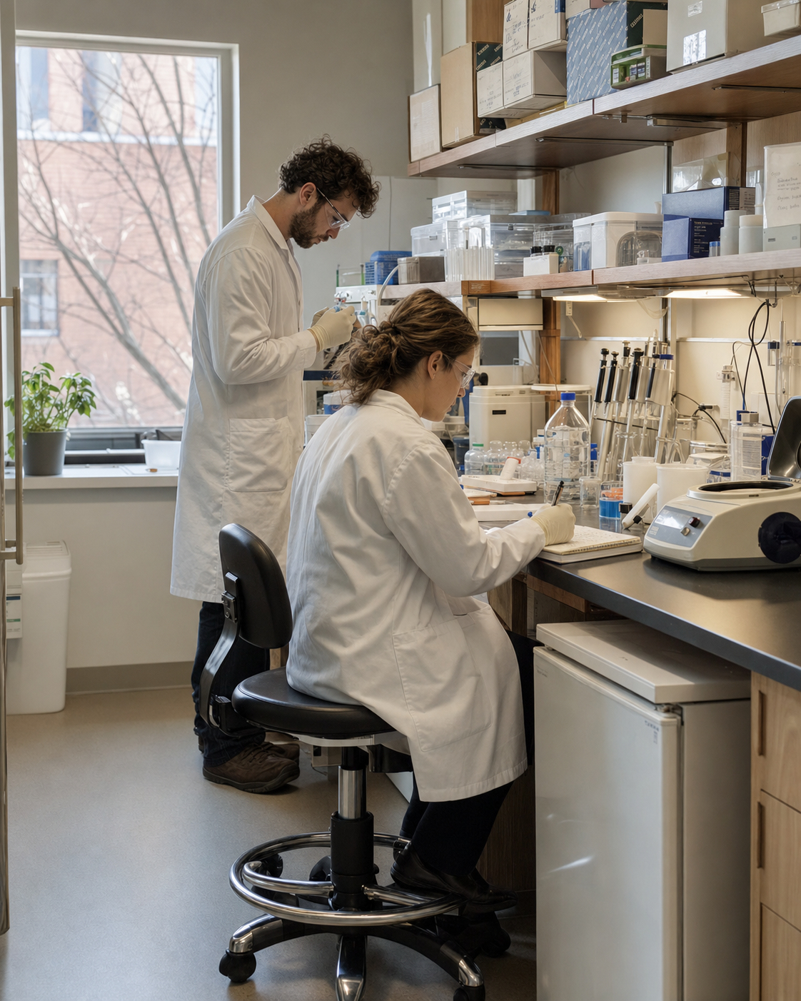 Team members working in the Immunaeon lab