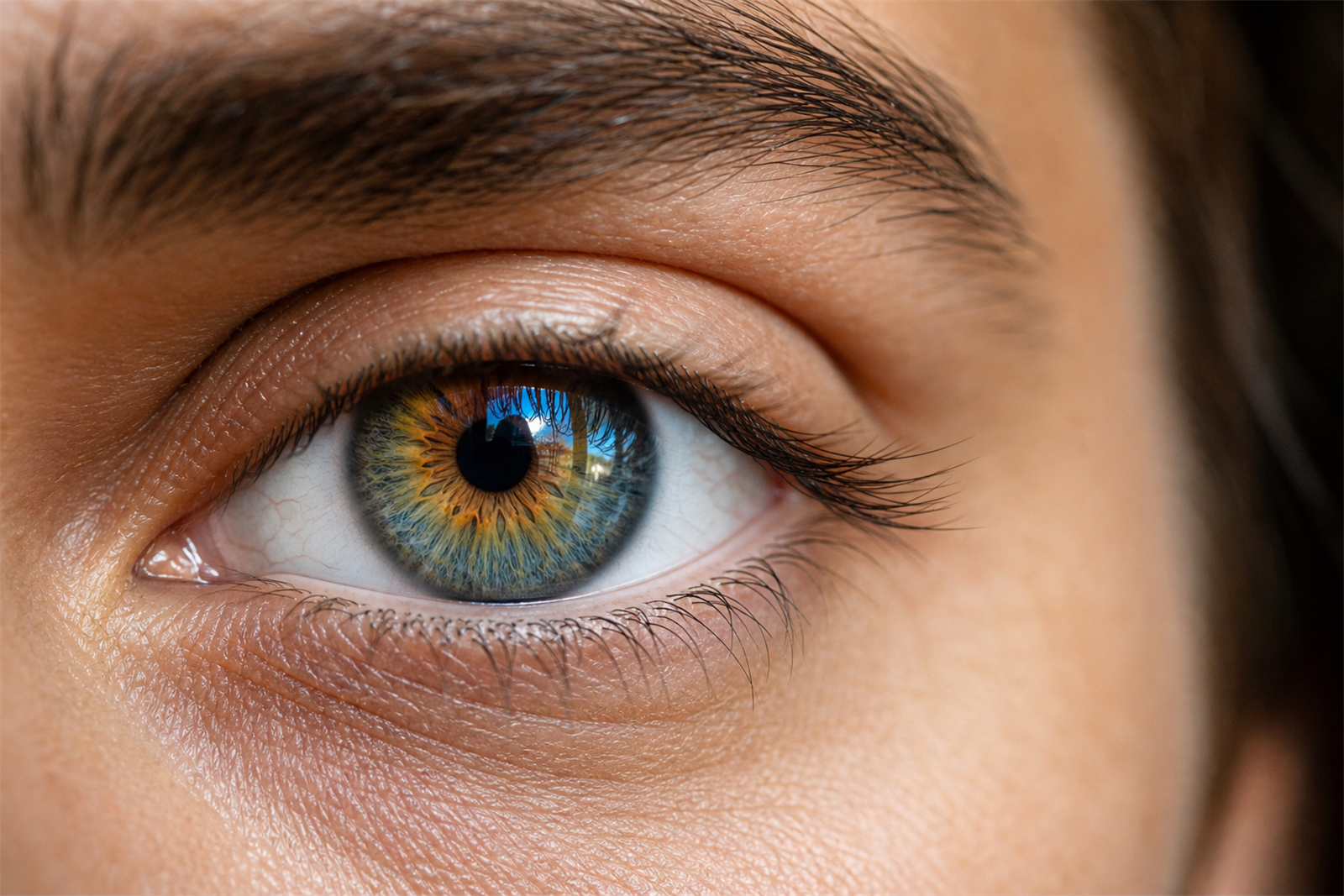 Macro close-up of a human eye, iris detail